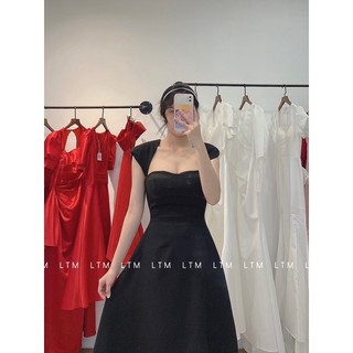 Váy dài xòe cổ vuông tay cánh tiên- Váy xinh, đầm thiết kế đi tiệc, chụp ảnh-L012