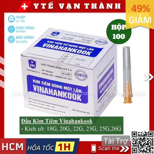 Đầu Kim Tiêm Vinahankook | 18G, 20G, 22G, 23G, 25G,26G -VT0160 | Y Tế Vạn Thành