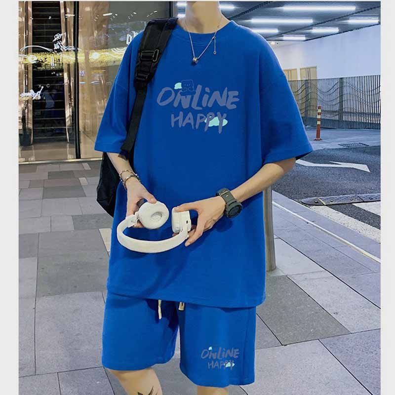 Bộ đồ thể thao nam mùa hè chất liệu thun mềm mịn thoáng mát có đủ màu in chữ online thích hợp mặc đi chơi hay tập gym