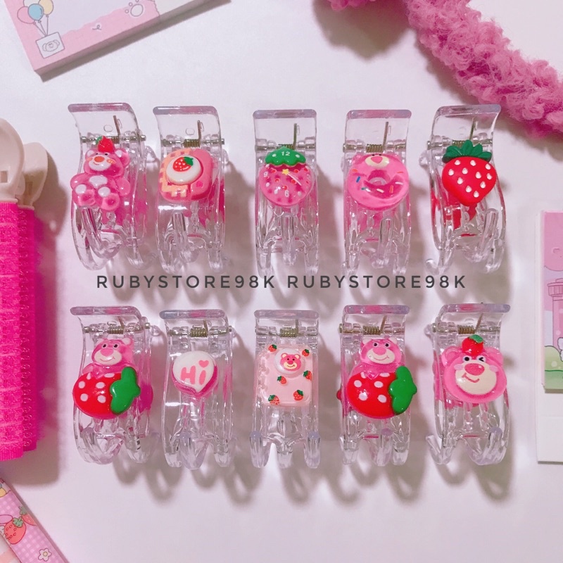 Sỉ vỉ 12 kẹp càng cua gấu dâu LOTSO siêu hot, kẹp Noel
