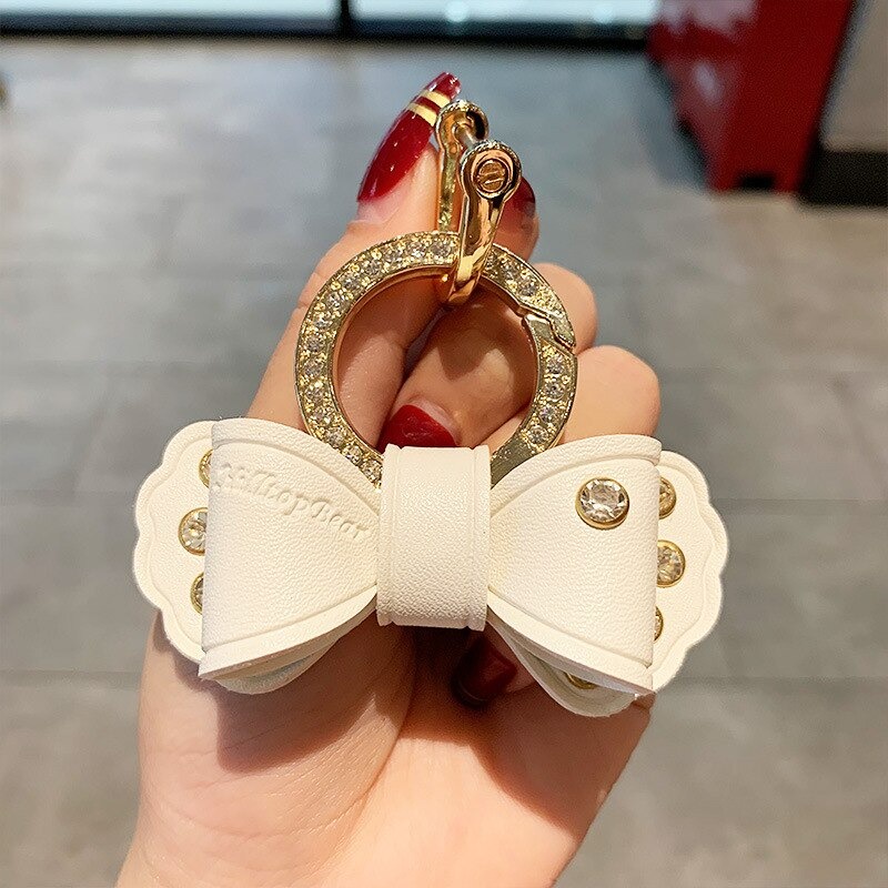 Móc Chìa Khóa Gắn Nơ Đính Đá Giả Kim Cương Nổi Bật Cá Tính Nhiều Màu Sắc Lựa Chọn