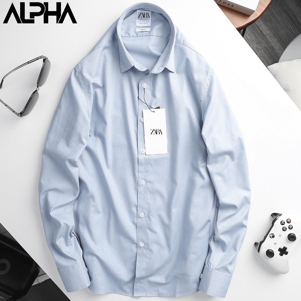 Áo sơ mi nam trơn dài tay regular ZA.RA GEN ALPHA vải chéo mềm mịn hạn chế nhăn, form thanh lịch, hiện đại