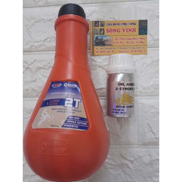 Nhớt Thơm 2 Thì Orange 700ml Và Phụ Gia 70ml Cao Cấp Cho Xe Xipo pha tương 7 Lần thay nhớt