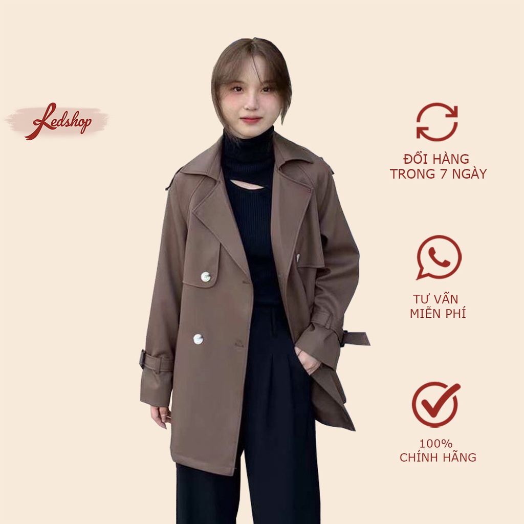 Áo khoác măng tô nữ kaki 2 lớp dày dặn snag chảnh phong cách Hàn Quốc Red Shop 30011