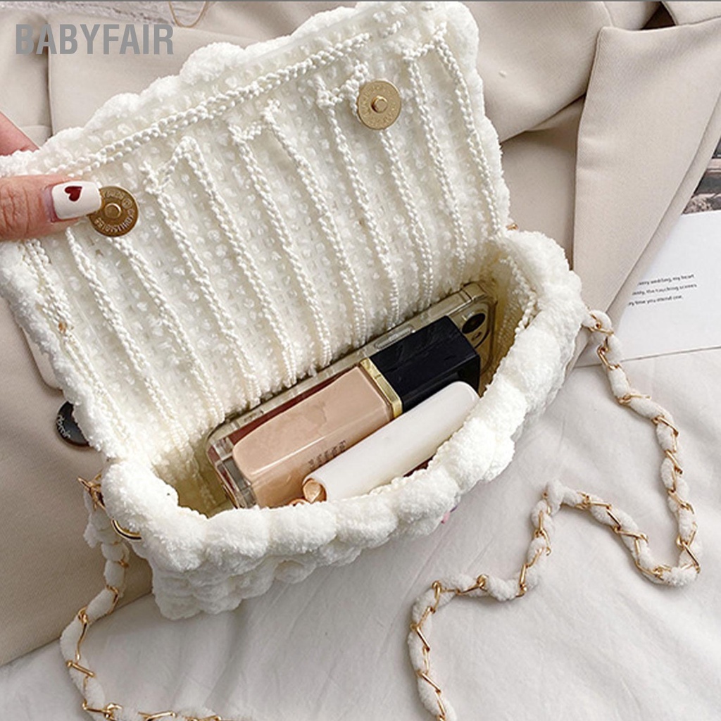 Babyfair Túi dệt đeo vai Thiết kế nút giấu từ tính tự làm sang trọng dành cho nữ Bạn gái