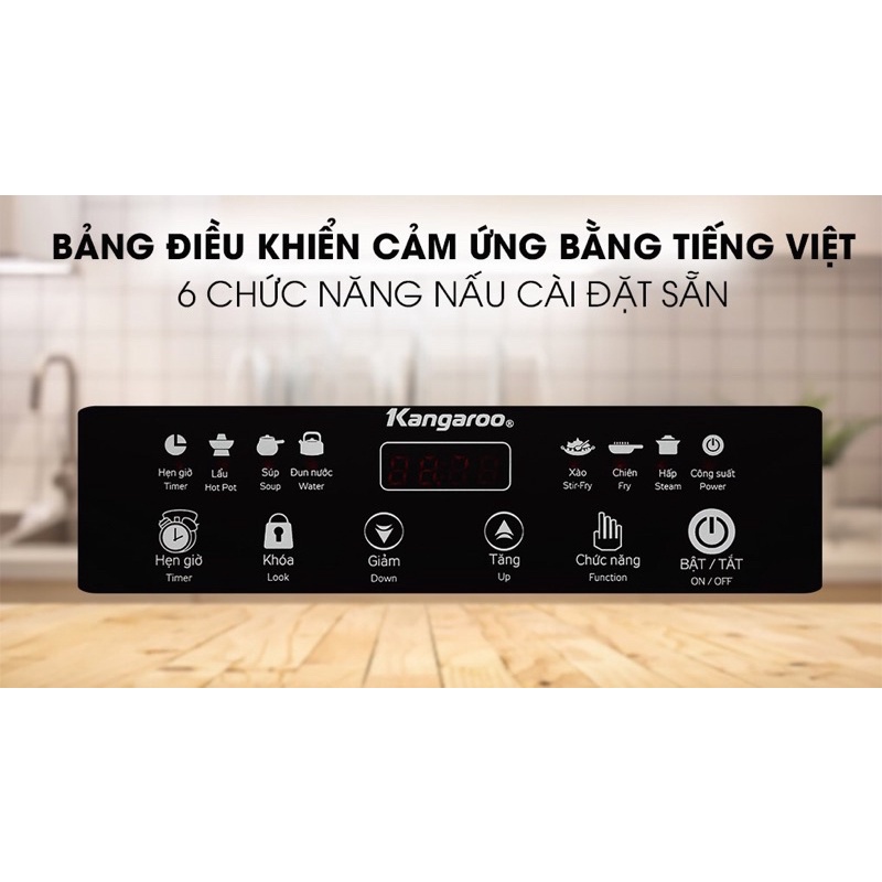 Bếp điện từ Kangaroo KG18IH1 và KG18IH2-trưng bày-Công suất vùng nấu:2000W Điện áp:220-240V~50/60HzKích thước vùng nấu:l