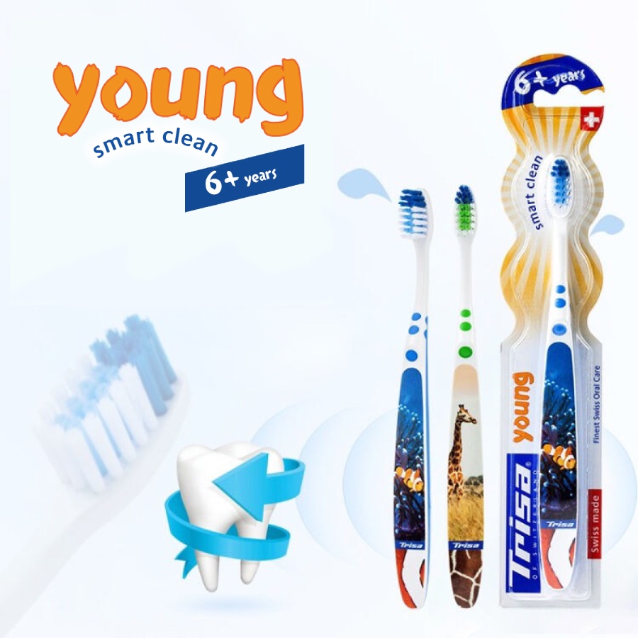 Combo 3 Bàn Chải Đánh Răng Trẻ Em Trisa Young Bàn Chải Dành Cho Bé Từ 6 Tuổi Trở Lên