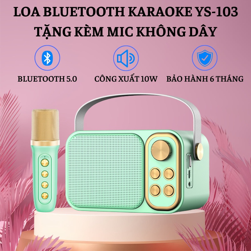 Loa Bluetooth SD-306 Không dây - loa karaoke mini tặng kèm 2 mic bluetooth - BH 6 THÁNG