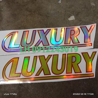 Tem chữ LUXURY lấp lánh bảy màu phản quang dán xe tải, xe ô tô