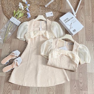 Đầm Bigsize Nữ Mập Fashion Đầm Bigsize Đầm Kiểu Phối Tơ Màu NUDE Thiết Kế Thanh Lịch Đủ Size 50-90kg DA0005