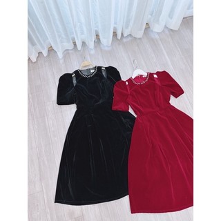 Váy nhung dáng xoè tiểu thư