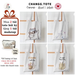 Túi tote canvas ulzzang - bst mèo