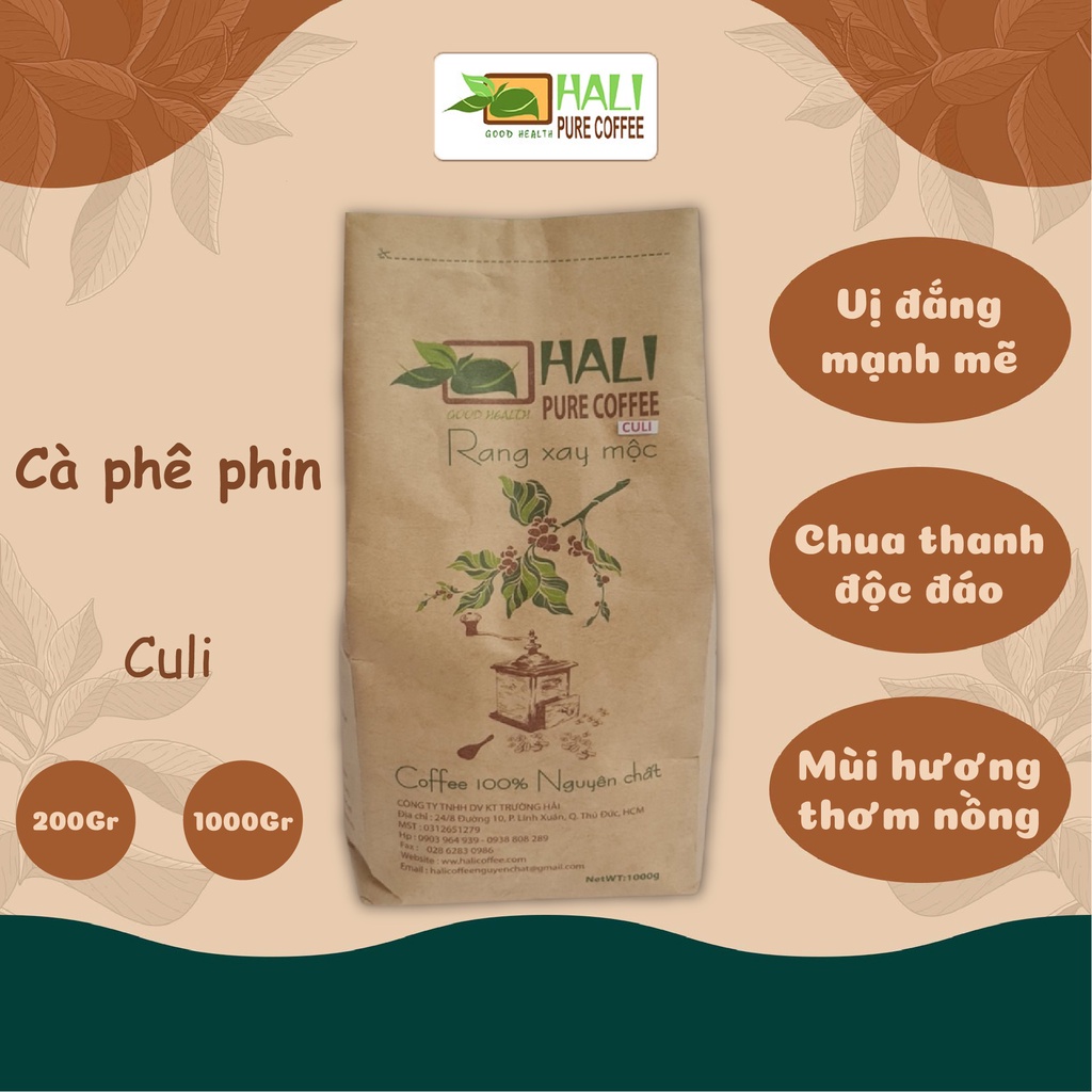 Cà phê nguyên chất Culi - Cafe pha phin vị đắng gắt, hương thơm say đắm - Hali Coffee định lượng 200