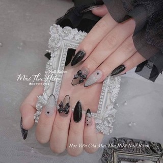 móng giả nhũ mix đen