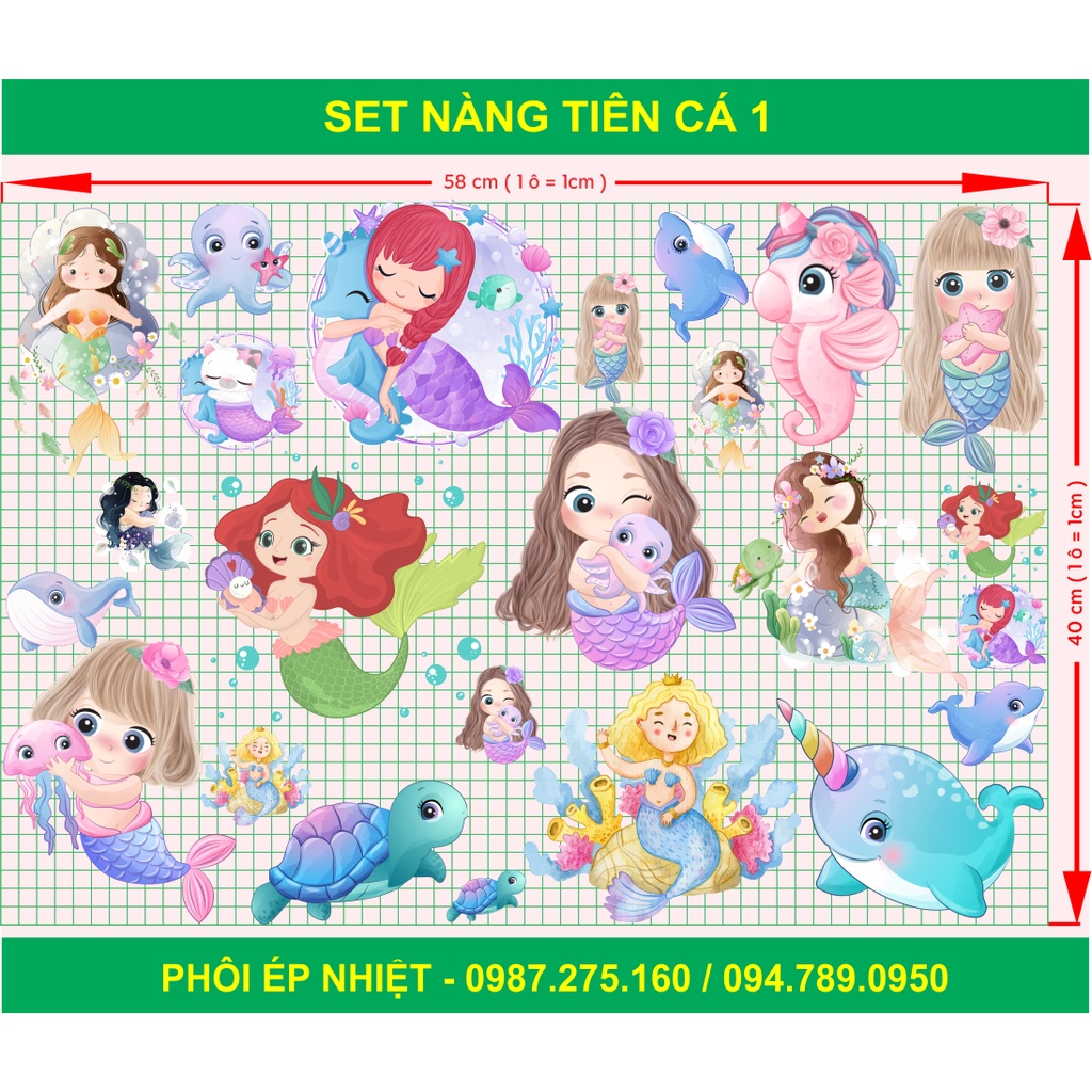 Hình ủi , hình ép nhiệt - Set nàng tiên cá
