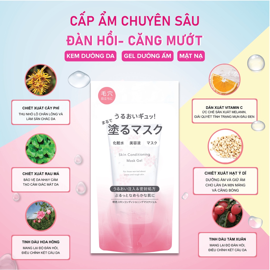 Gel Mặt Nạ Ngủ Hoa Hồng Hữu Cơ Thu Nhỏ Lỗ Chân Lông, Dưỡng Trắng MEISHOKU 90G