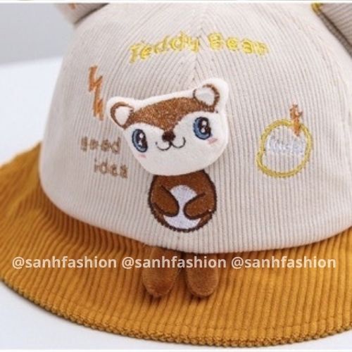[Bé 6tháng-4tuổi] MŨ VÀNH TEDDYBEAR VÁ 2 MÀU CHO BÉ TRAI,GÁI_sanhfashion