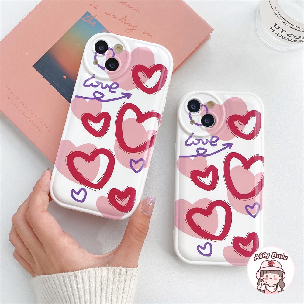Ốp Điện Thoại TPU Mềm Bo Viền Chống Sốc Hình Trái Tim Graffiti Cho IPhone 14 Pro Max 11 7Plus 13 12 11 Pro Max X XS XR