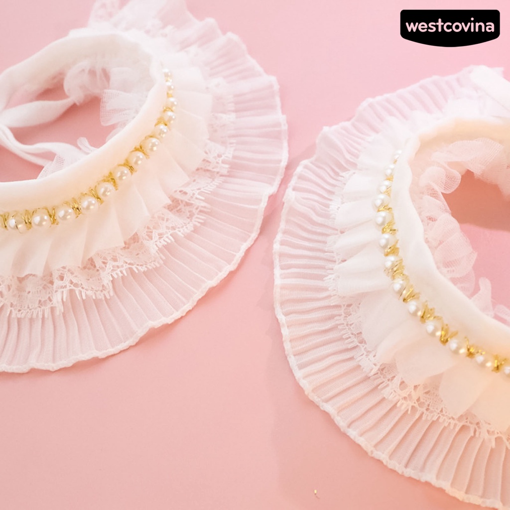 [COD]♘Yếm Ăn Đính Ngọc Trai Giả Thân Thiện Với Da Chống Mòn Dành Cho Thú Cưng