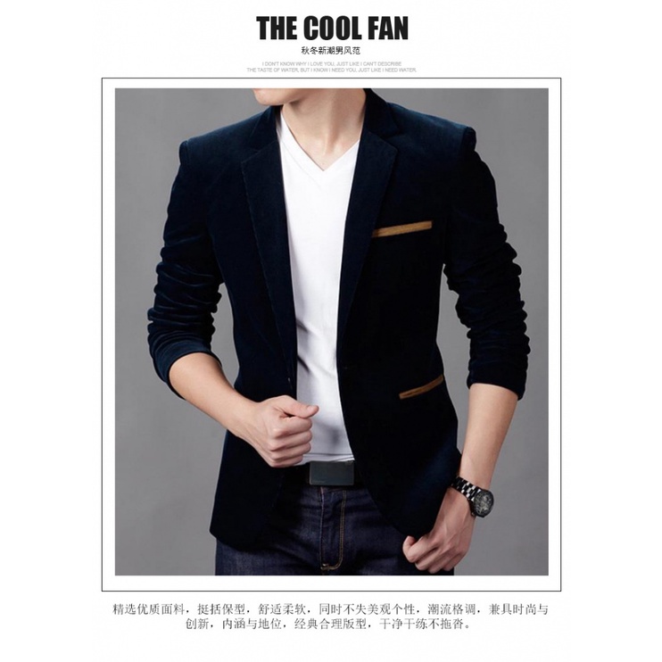 Áo Khoác Vest Vải Nhung Dáng Ôm Thời Trang Xuân Thu Cho Nam