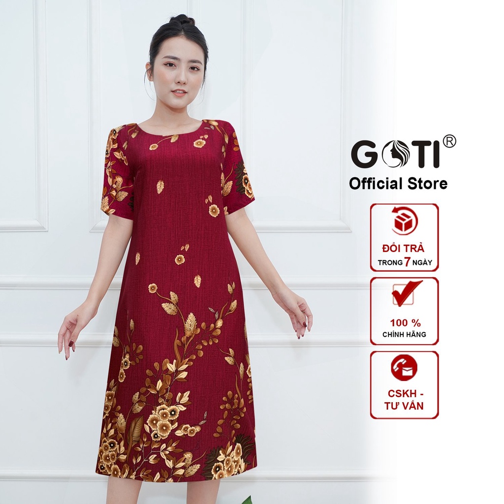 GOTI – Đầm Dự Tiệc Trung Niên Suông Bigsize Giấu Bụng Cao Cấp Cho Mẹ U50 U60 3347 3364 3365 3373