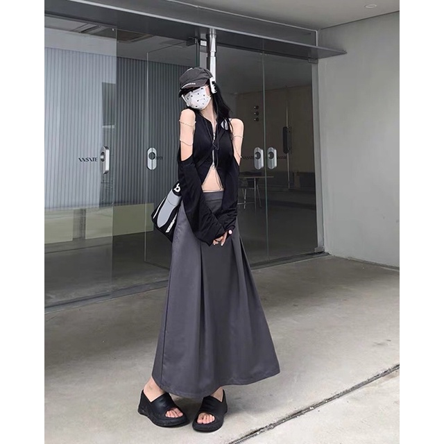 CHÂN VÁY XÁM DÀI 2 LƯNG V17 | Sugarblingbling