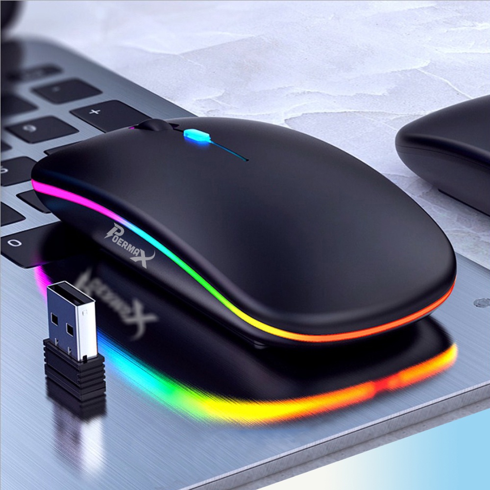 Chuột Máy Tính Không Dây A2 Dùng Pin Sạc Click Không Gây Tiếng Ồn