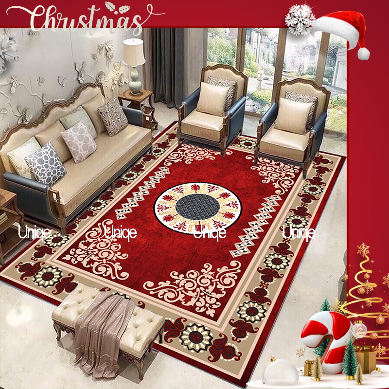 Thảm trải sàn bali màu đỏ cổ điển hiện đại sang trọng chất liệu nỉ nhung lì đế chống trơn trượt