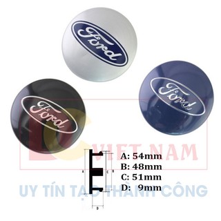 Logo chụp mâm, ốp lazang bánh xe ô tô Ford - Đường kính 54mm