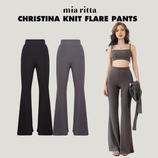 Quần loe Christina Knit Flare Pants Mia Ritta Q389 quần len gân cạp cao thiết kế