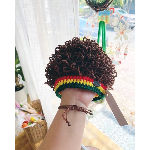 Mũ len tóc giả 🥑🥑🥑 xinh cho bé trai (viền vàng)