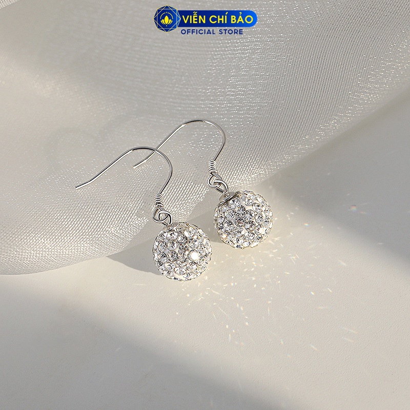Bông tai bạc nữ Globular đính đá óng ánh chất liệu bạc 925 thời trang phụ kiện trang sức nữ Viễn Chí Bảo B400373
