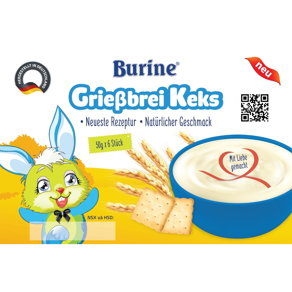 Cháo sữa Burine Grieβbrei Keks dành cho trẻ từ 6 tháng tuổi 300g