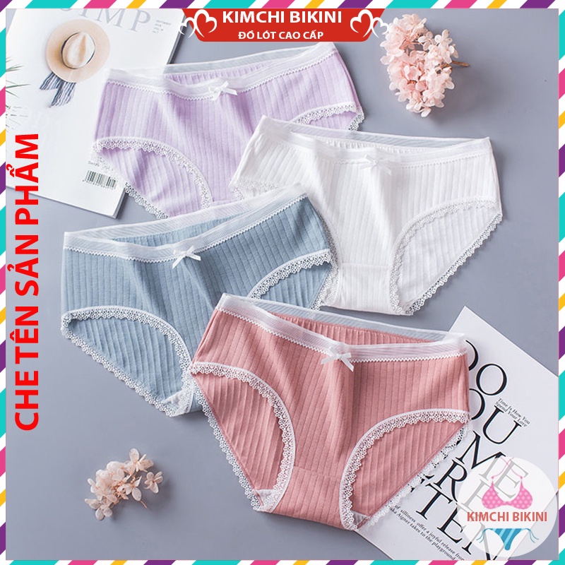 Quần xịt nữ viền ren phối lưới siêu cute KIMCHIBIKINI Quần lót nữ thoáng mát mềm mại dễ thương QL085