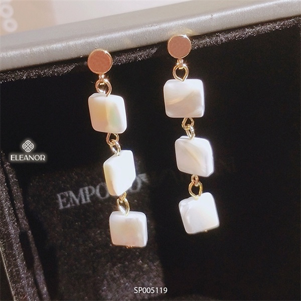 Bông tai nữ dáng dài Eleanor Accessories thiết kế phối hình vuông phụ kiện trang sức cá tính