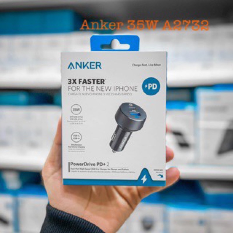 Sạc ô tô Anker 2 Cổng 35W PowerDrive PD+2 (20W PD +15W) - A2732