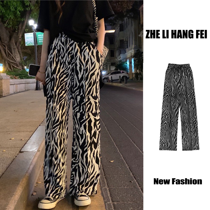 Quần dài ZHELIHANGFEI ống rộng lưng cao thời trang mùa hè dành cho nữ