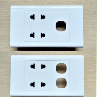 Mặt 2 ổ cắm 2 chấu + 1 hoặc 2 lỗ s19 sino