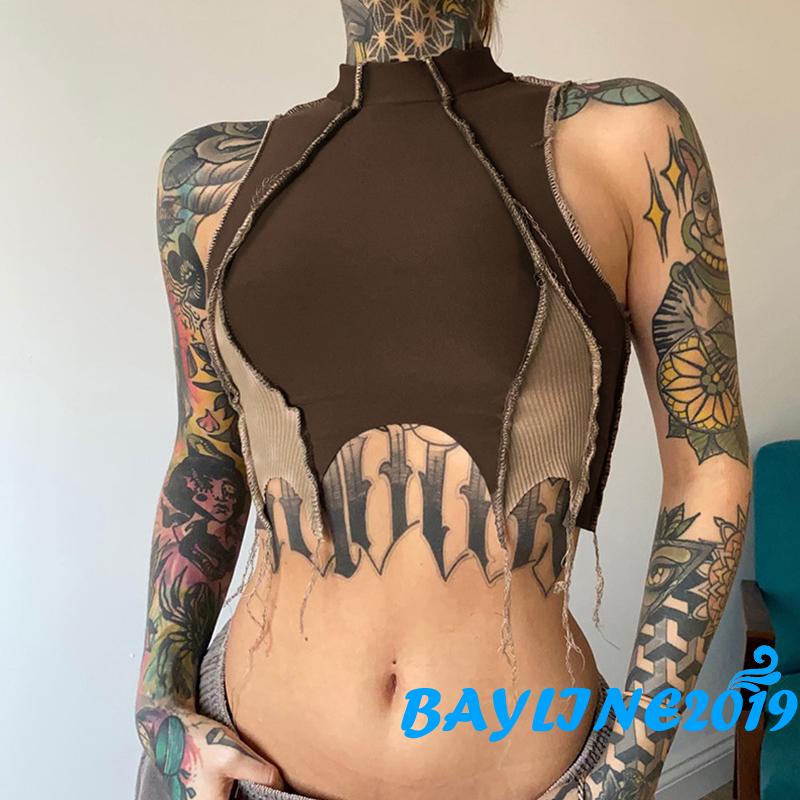Áo Croptop Dệt Kim Không Tay Cổ Tròn Thời Trang Mùa Hè Dành Cho Nữ