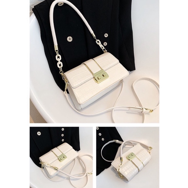 Túi Xách Nữ Đeo Vai Kẹp Nách Đeo Chéo Vân Rắn Khóa Vuông Cao Cấp PK 449
