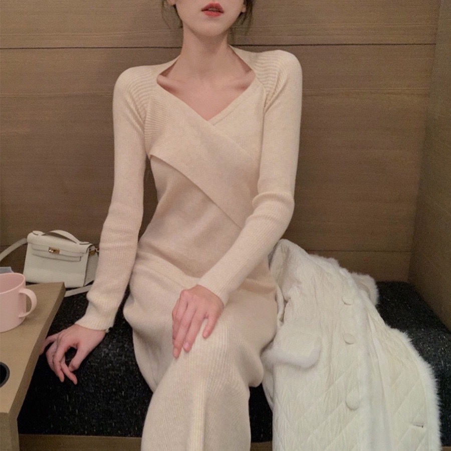 Áo Khoác Dệt Kim Dày Dặn Ôm Dáng Phong Cách Pháp Cổ Điển Hợp Thời Trang