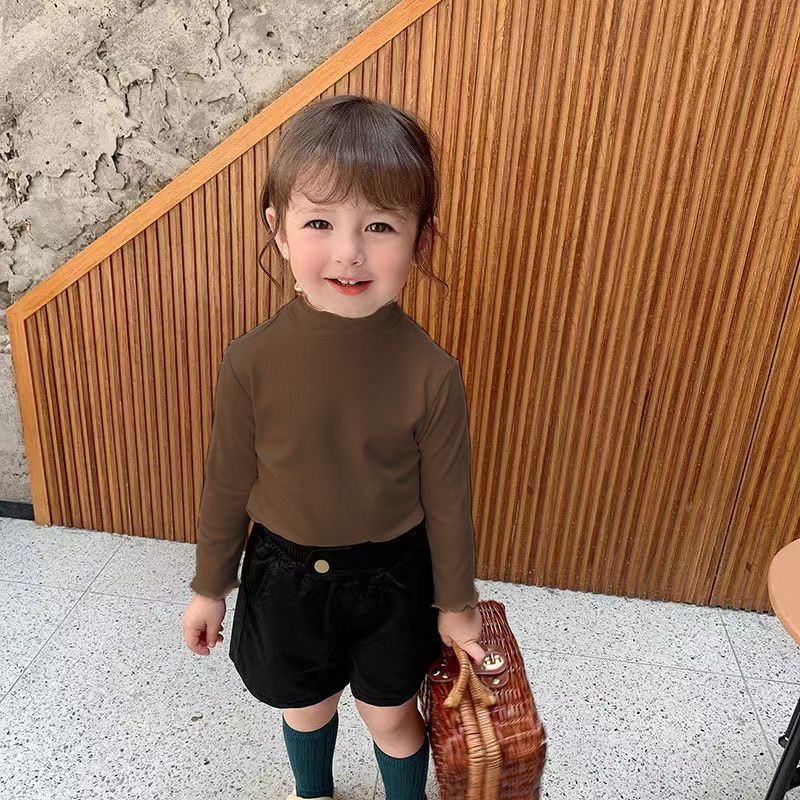 Áo Thun Dài Tay Cổ Lọ Hai Mặt Thời Trang Thu Đông Mới Cho Bé Gái