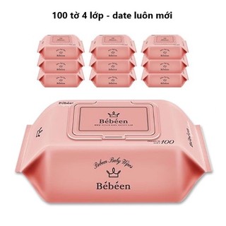 1 thùng khăn giấy ướt bebeen 100 tờ 4 lớp hàn quốc an toàn cho bé