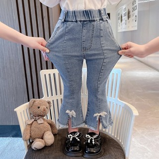 Quần jean dài cho bé gái Nơ Loe, quần bò bé gái xinh dễ thương 15 - 35kg