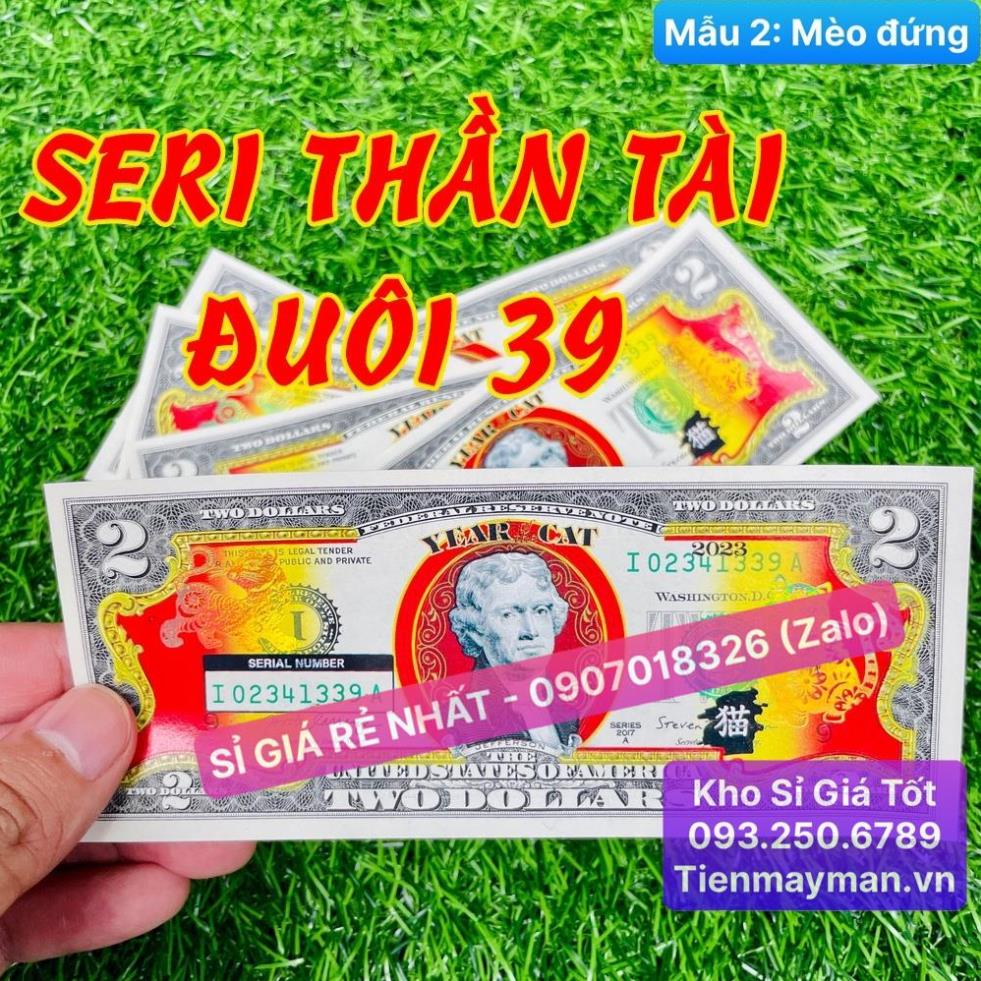 [VIP] SERI 39 THẦN TÀI - Tiền kỷ niệm Tết , Tờ 2 USD Mạ Vàng Con Mèo 2023 - Lì Xì Tết 2023 [MÈO ĐỨNG]
