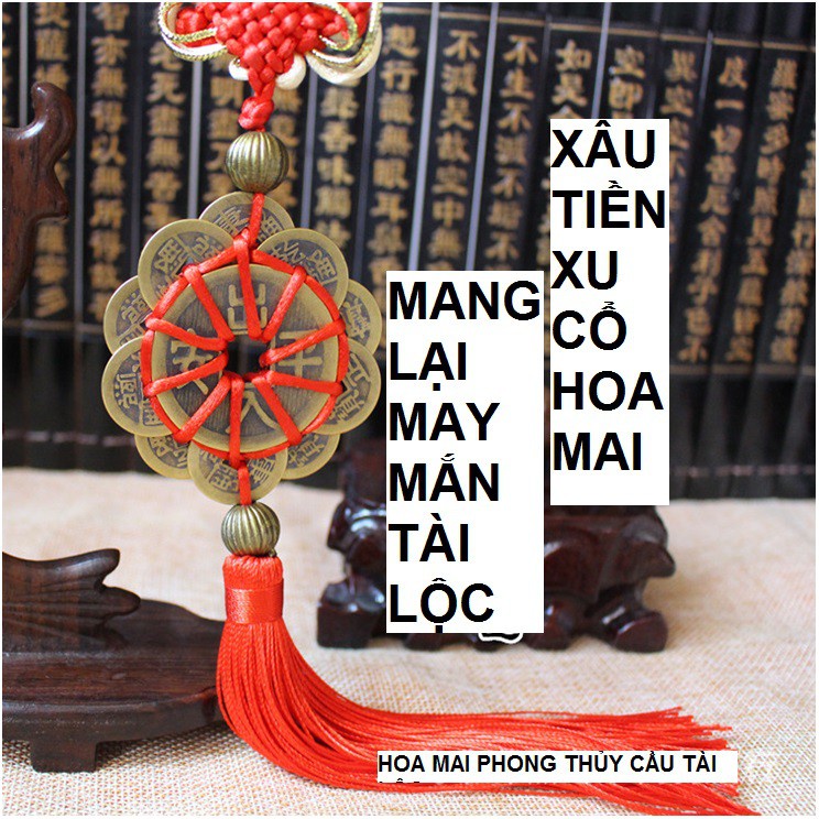 Dây Đồng Xu Hoa Mai 10 Cánh Thập Toàn Phong Thuỷ Tài lộc May Mắn