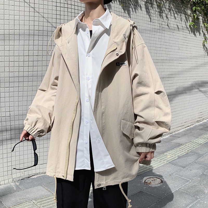 Áo khoác bomber nam nỉ áo khoác dù gió  Áo Khoác Có Mũ Trùm Dáng Rộng Thời Trang Mùa Xuân Hàn Quốc 2022 Mới