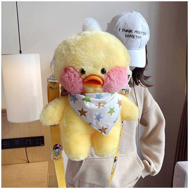 Balo mini hình vịt vàng đeo khăn quàng cổ xinh xắn dễ thương SMN481