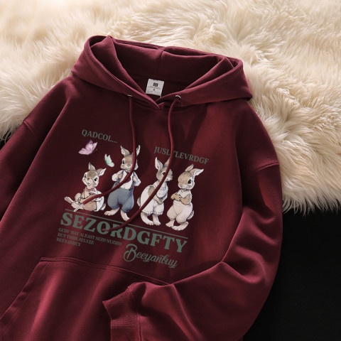 Áo Hoodie Tay Dài Dáng Rộng In Họa Tiết Hoạt Hình Phong Cách Harajuku Mỹ Thời Trang Cho Nam Và Nữ
