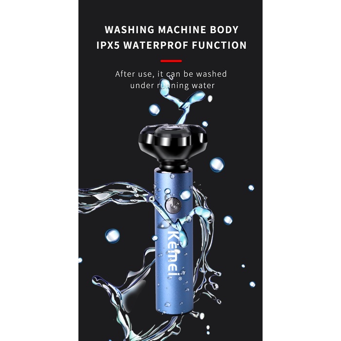 Máy Cạo Râu Mini Kemei Chống Thấm Nước IPX5 Kèm Sạc USB Type c Tiện Dụng Cho Nam